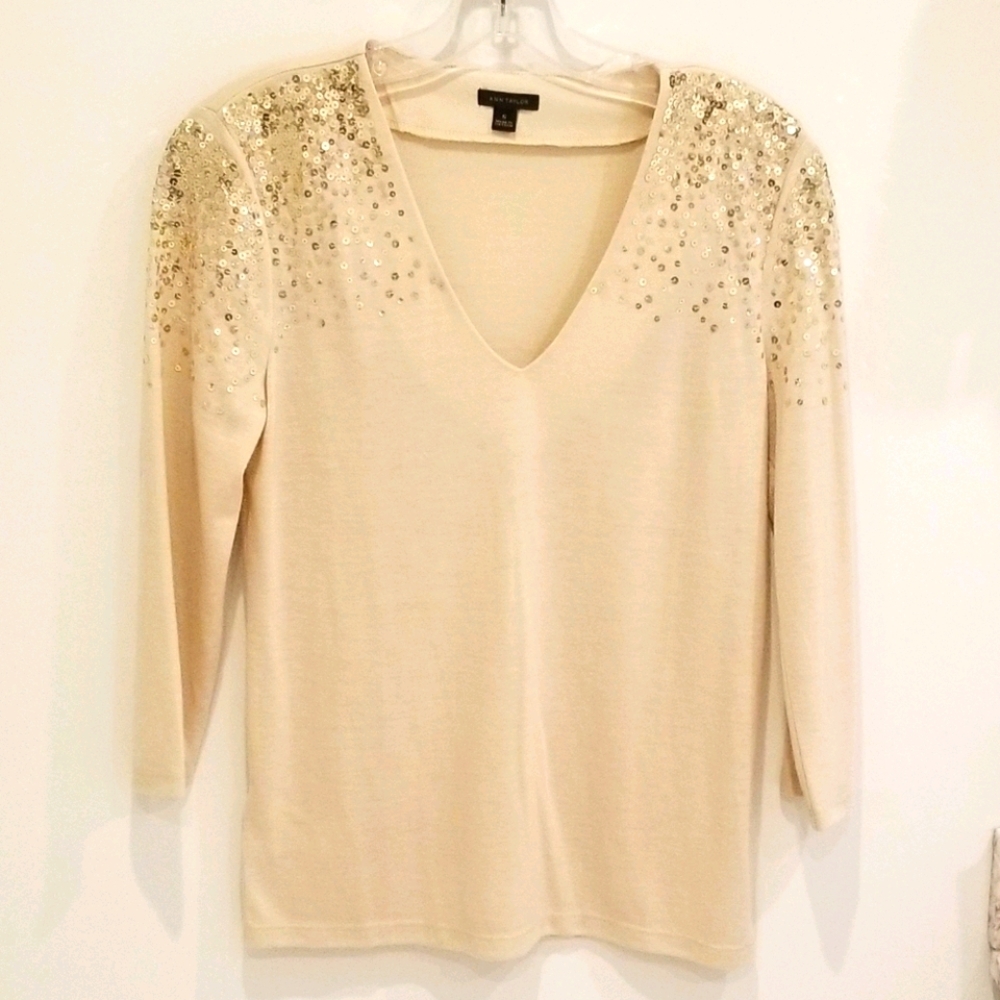 Ann Taylor sequin v-neck top
